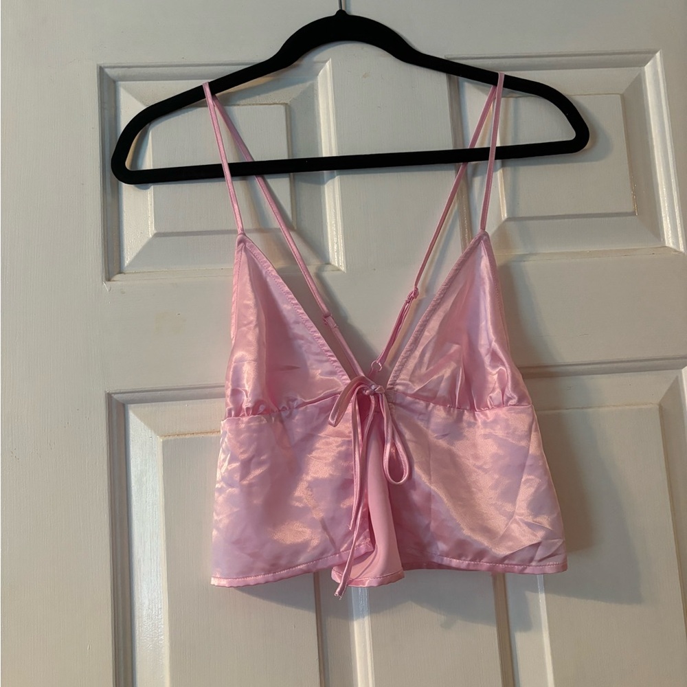 H&M Light Pink Satin Top